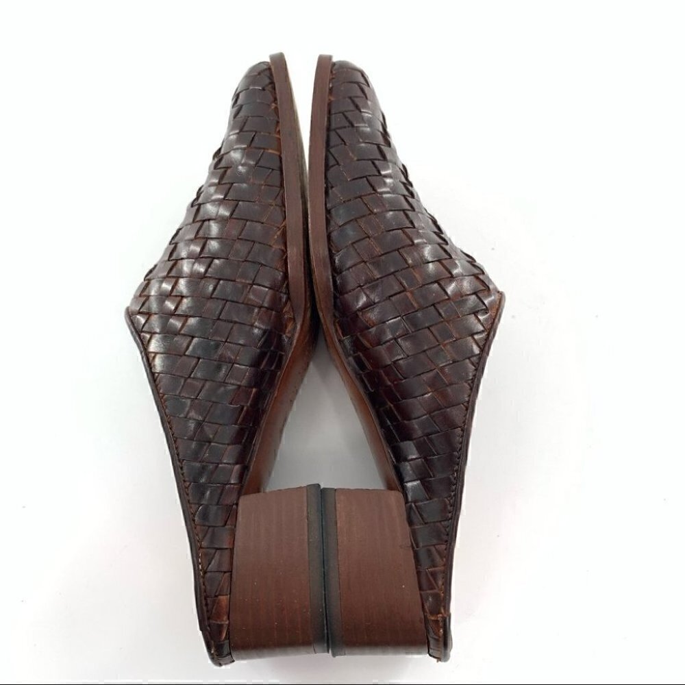 Sesto Meucci heels size 5.5 N blown Italian leather woven mules vintage 80s 90s - Picture 6 of 12